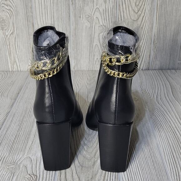 Steve Madden Perlina Black Leather Chain Ankle Boots NWT NIB, Size 9 - Picture 6 of 15